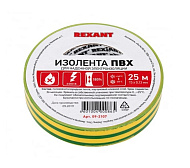 Изолента 15ммх25м желто-зеленая REXANT